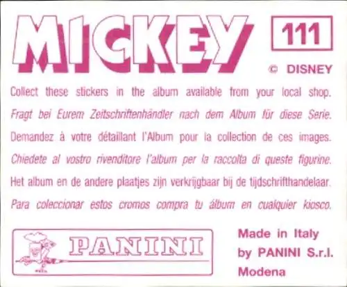 Sammelbild Mickey Nr. 111, Walt Disney, Flugzeuge, Panini