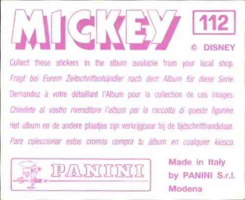 Sammelbild Mickey Nr. 112, Walt Disney, Barbier, Panini