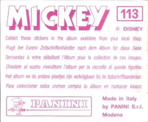 Sammelbild Mickey Nr. 113, Walt Disney, Mann in einer Hängematte, Panini