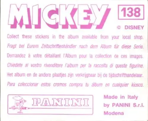 Sammelbild Mickey Nr. 138, Walt Disney, Goofy fliegt auf einem Hexenbesen, Panini