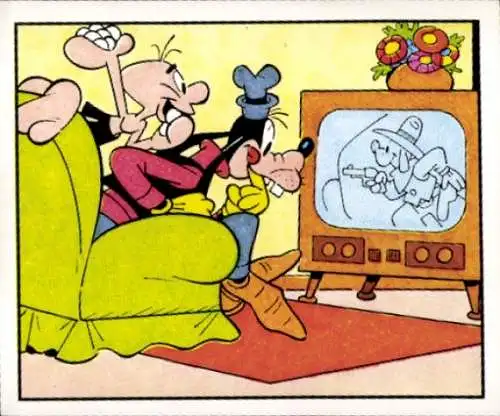Sammelbild Mickey Nr. 151, Walt Disney, Goofy und Gamma schauen TV, Panini