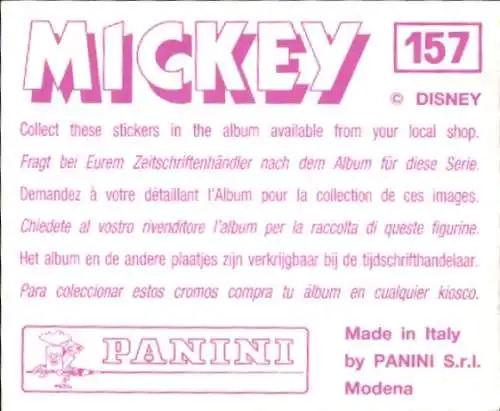 Sammelbild Mickey Nr. 157, Walt Disney, Gamma, Panini