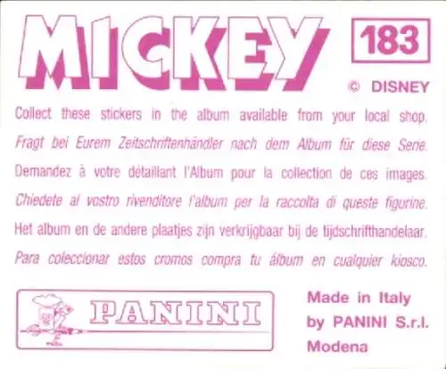 Sammelbild Mickey Nr. 183, Walt Disney, Goofy in einer Mülltonne, Panini