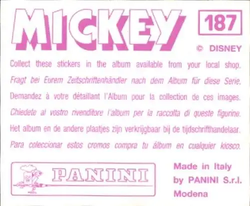 Sammelbild Mickey Nr. 187, Walt Disney, Minnie, Panini