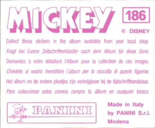 Sammelbild Mickey Nr. 186, Walt Disney, Minnie, Telefon, Panini