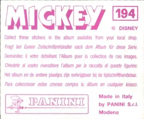 Sammelbild Mickey Nr. 194, Walt Disney, Daniel Düsentrieb, Panini
