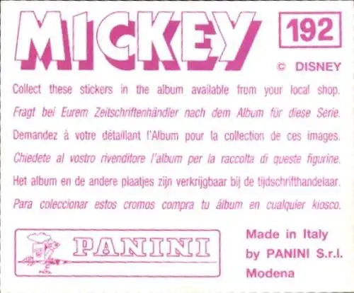 Sammelbild Mickey Nr. 192, Walt Disney, Panini
