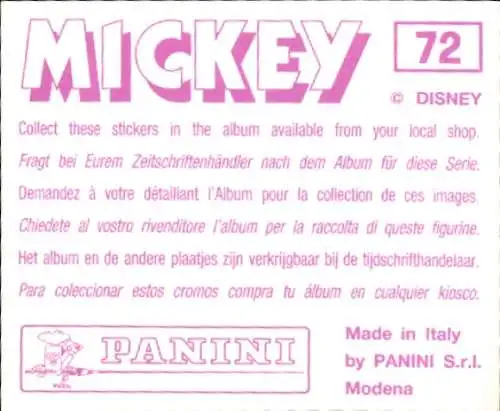 Sammelbild Mickey Nr. 72, Walt Disney, angemaltes Pferd, Panini