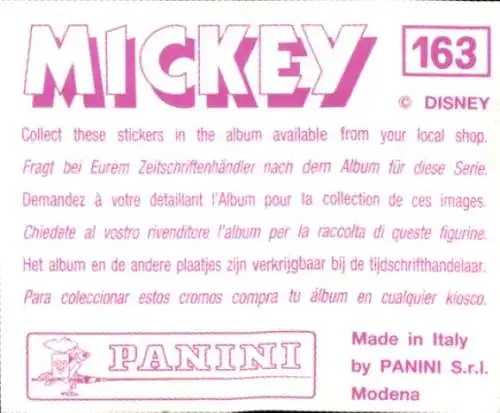 Sammelbild Mickey Nr. 163, Walt Disney, Panini