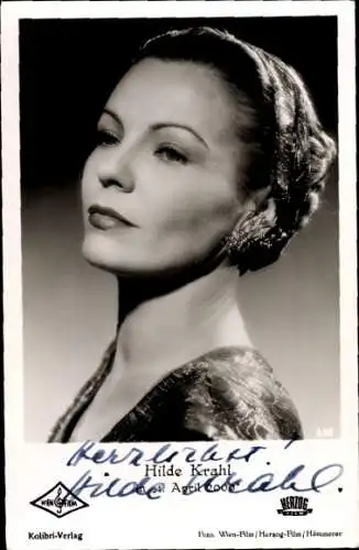 Ak Schauspielerin Hilde Krahl, Portrait, 1. April 2000, Herzog Film, Autogramm
