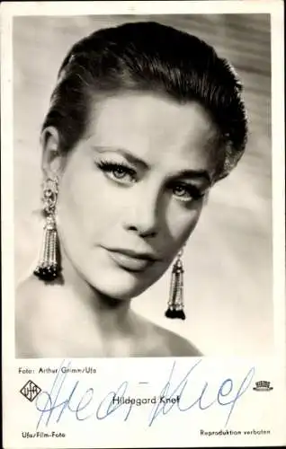 Ak Schauspielerin und Sängerin Hildegard Knef, Portrait, Autogramm