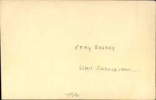 Ak Schauspielerin Emmy Rosary, Portrait, Autogramm