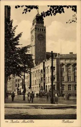 Ak Berlin Neukölln, Rathaus, Straßenansicht