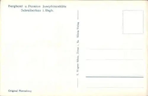 Ak Szklarska Poręba Schreiberhau Riesengebirge Schlesien, Berghotel und Pension Josephinenhütte