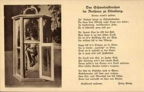 Gedicht Ak Lüneburg in Niedersachsen, Der Schweinsknochen im Rathaus, Heinz König