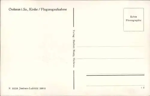 Ak Oederan Sachsen, Teilansicht, Kirche, Fliegeraufnahme