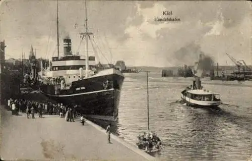 Ak Kiel in Schleswig Holstein, Handelshafen, Dampfer Kong Ring, Søndenfjeldske