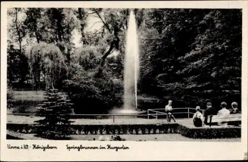 Ak Königsborn Unna im Ruhrgebiet, Kurgarten, Springbrunnen