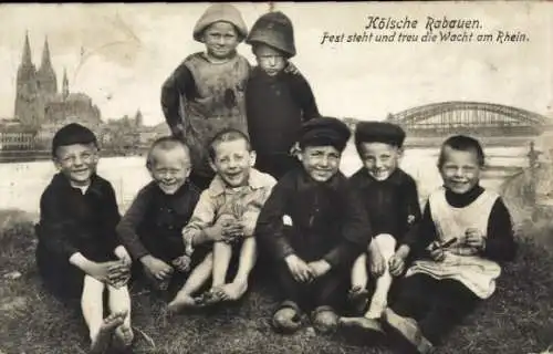 Ak Köln am Rhein, Dom, Rheinbrücke, Kölsche Rabauen, Kinder