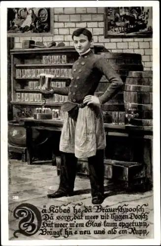 Künstler Ak Köln am Rhein, Der Köbes, Kölner Zapfjunge