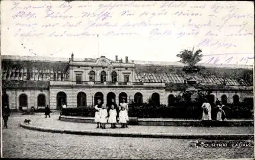 Ak Kortrijk Courtrai Westflandern, La gare, Bahnhof