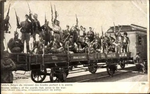 Ak Soldats Belges du regimet des Guides partant a la guerre, Kriegausmarsch