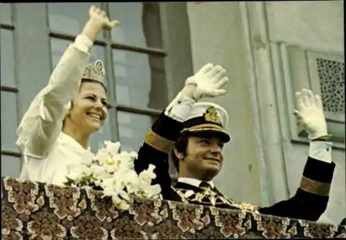Ak Stockholm, König Karl XVI. Gustav von Schweden, Silvia  Sommerlath, Heirat