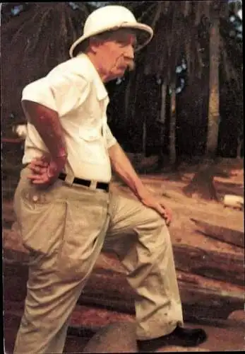 Ak Albert Schweitzer am Boots-Anlegeplatz seines Urwaldspitals