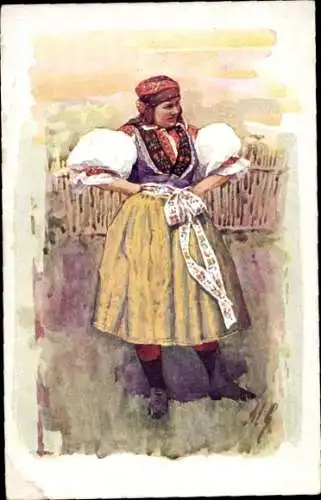 Künstler Ak Gardavska, Marie, Frau in tschechischer Volkstracht