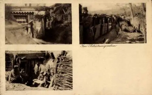 Ak Deutsche Soldaten in Uniformen, Schützengraben, I WK