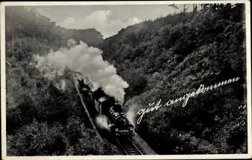 Ak Gut angekommen, Eisenbahn, Dampflok