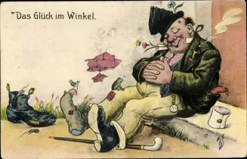 Künstler Ak Scheuermann, Willi, Das Glück im Winkel, schlafender Landstreicher