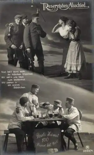 Ak Reservisten-Abschied, Parole Heimat
