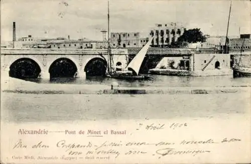 Ak Alexandria Ägypten, Pont de Minet el Bassal