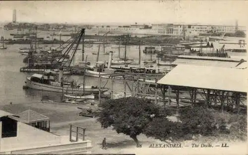 Ak Alexandria Ägypten, Hafenbild, Docks
