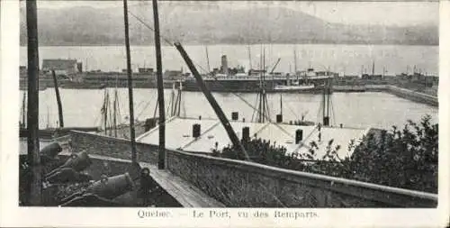 AK Quebec Kanada, Der Hafen, von den Remparts aus gesehen, Schiffe