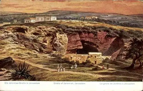 Künstler Ak Perlberg, F., Jerusalem, Israel, Jeremiah’s Cave