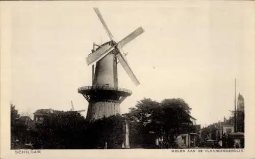 Ak Schiedam Südholland Niederlande, Vlaardingerdijk, Windmühle