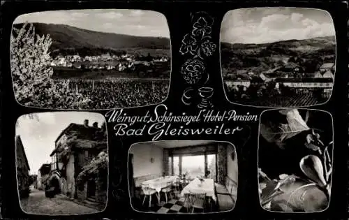 Ak Gleisweiler in der Pfalz, Panorama, Weingut Schönsiegel, Hotel, Pension