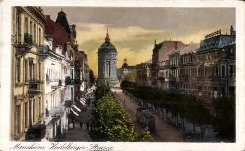 Ak Mannheim in Baden, Heidelberger Straße, Wasserturm