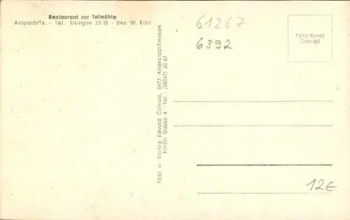 Ak Usingen im Taunus Hessen, Talmühle, Restaurant, Panorama