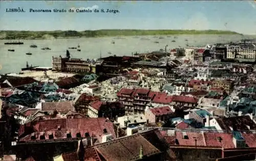 Ak Lisboa Lissabon Portugal, Panorama tirado do Castelo de S. Jorge, Blick über die Stadt