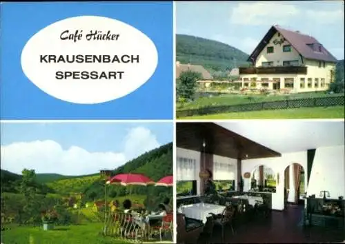 Ak Krausenbach Dammbach im Spessart, Panorama, Café M. Häcker