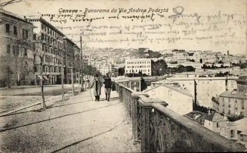 Ak Genova Genua Ligurien, Panorama da Via Andrea Podesta