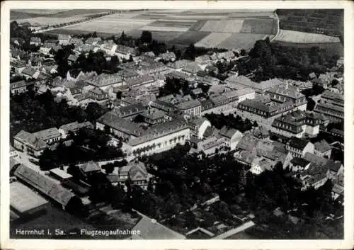 Ak Herrnhut in der Oberlausitz Sachsen, Flugzeugaufnahme