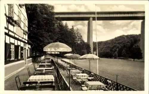 Ak Nossen in Sachsen, Huthaus Terrasse, Brücke
