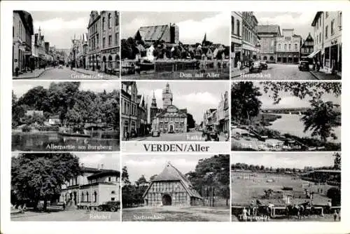 Ak Verden an der Aller, Große Straße, Herrlichkeit, Bella Vista, Sachsenhain, Turnierplatz, Bahnhof