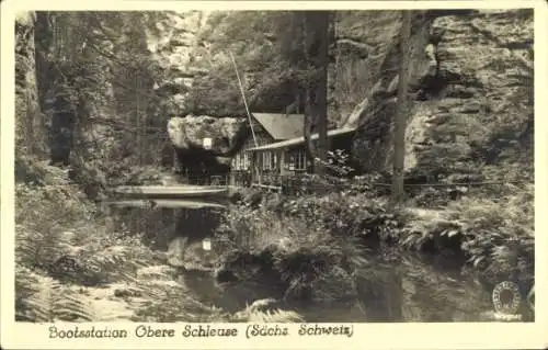 Ak Hinterhermsdorf Sebnitz Sächsische Schweiz, Obere Schleuse