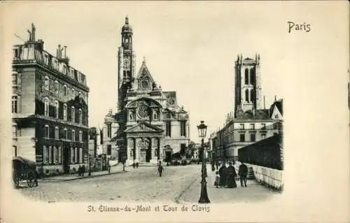 Relief Ak Paris V, Montagne Sainte Geneviève, Eglise Saint Étienne du Mont, Tour de Clovis