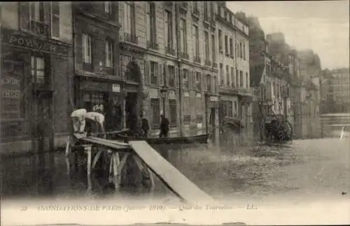 Ak Paris V, Überschwemmungen Januar 1910, Quai des Tournelles